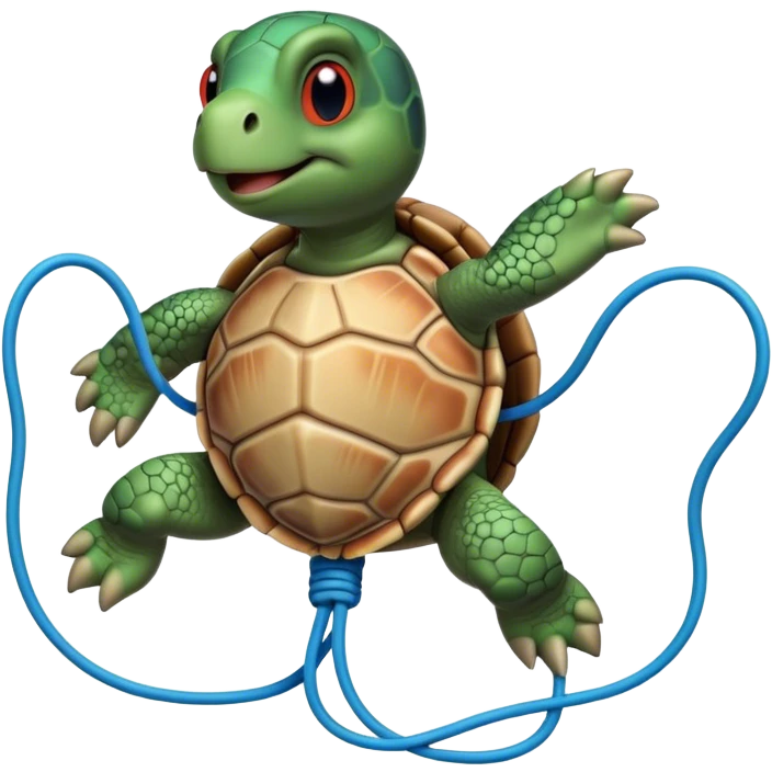 A turtle doing jumping ropes emoji