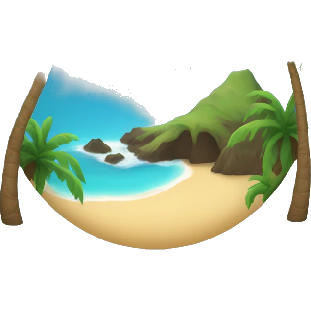 Hawaiian island with palm tree and ocean emoji