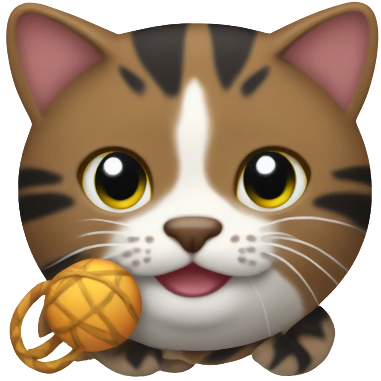 Brown black tabby cat holding a toy  emoji
