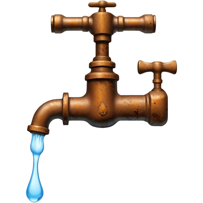 
water pouring from an OLD tap, 1980 emoji