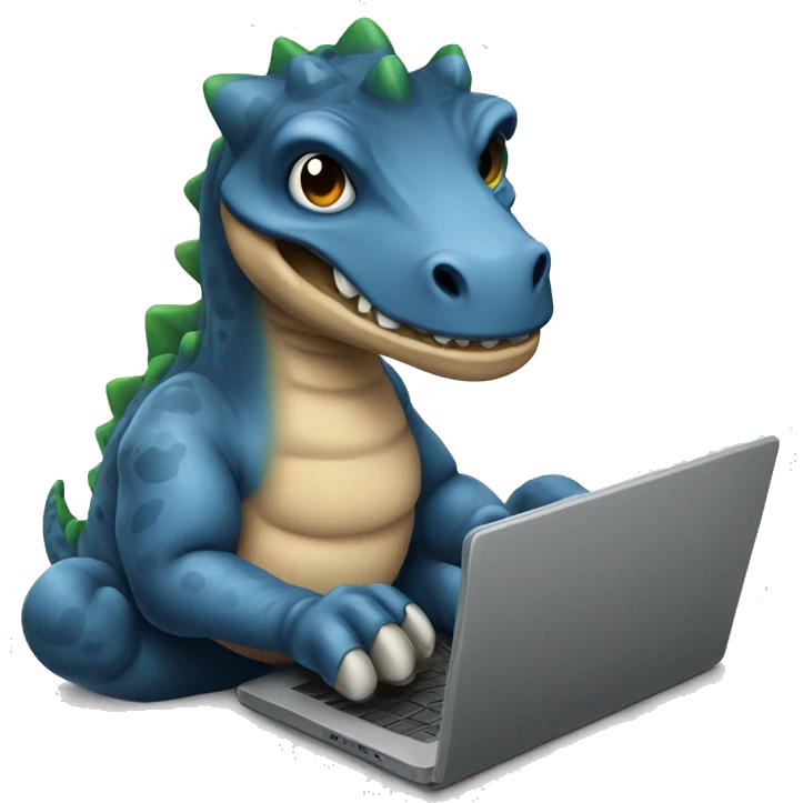 dinasour with laptop emoji