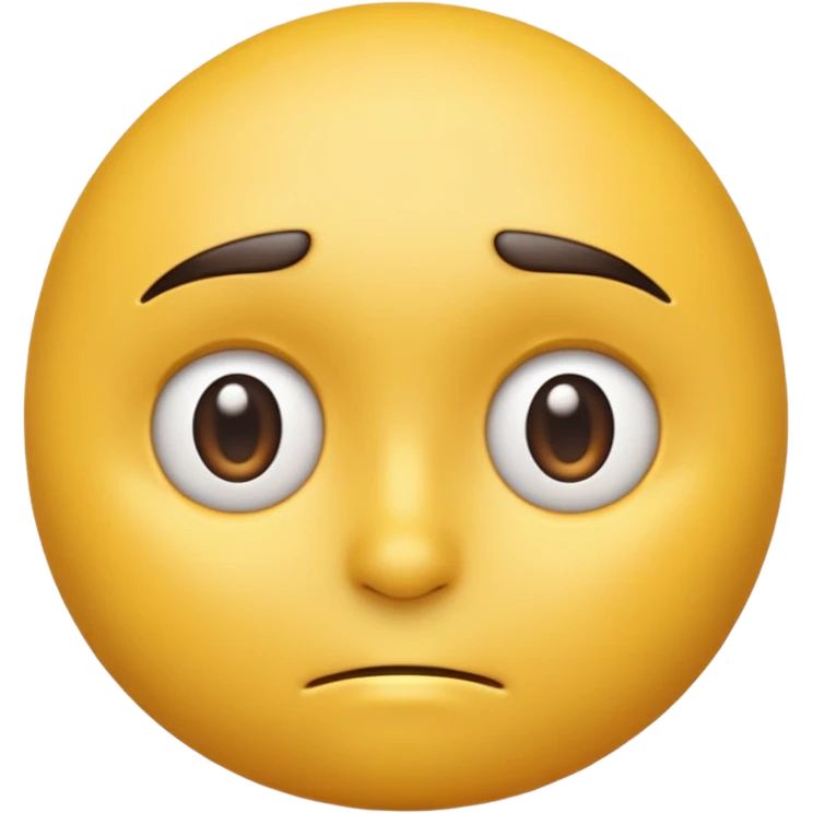 A 3D yellow emoji face giving a side-eye expression, one eyebrow raised, eyes looking sideways with a slightly skeptical or unimpressed look, clean white background, realistic shading, high detail, glossy texture, centered composition. emoji