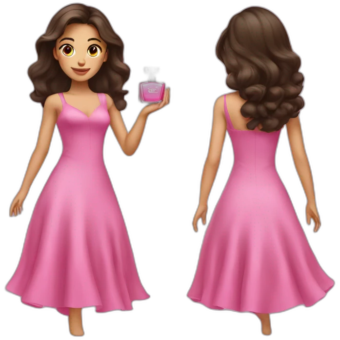 woman brunette with perfume dressed in pink dress emoji