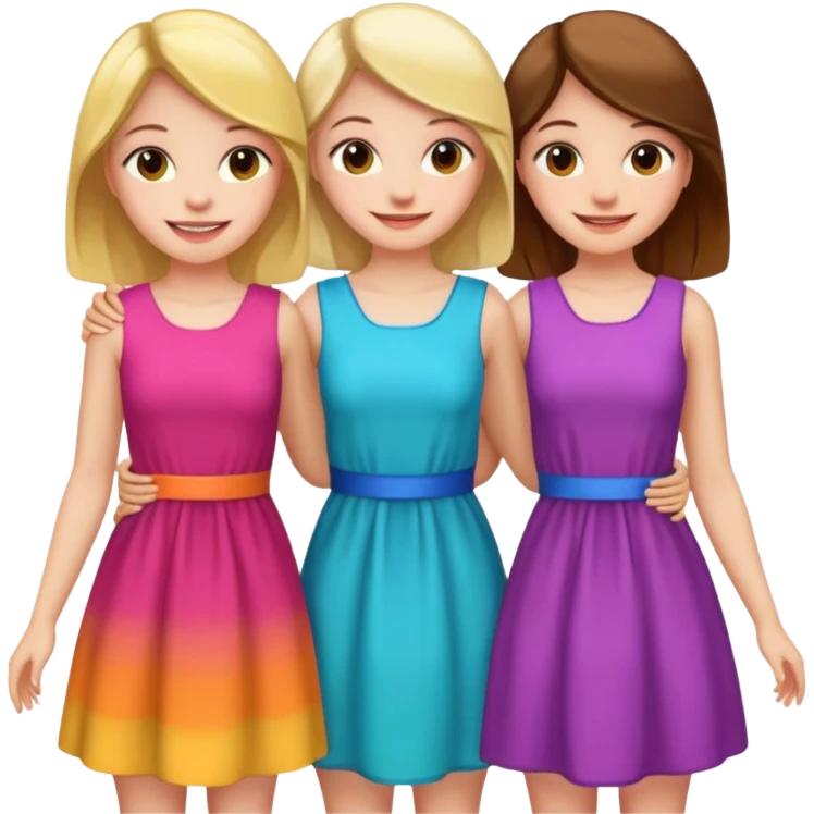Three girls posing together emoji