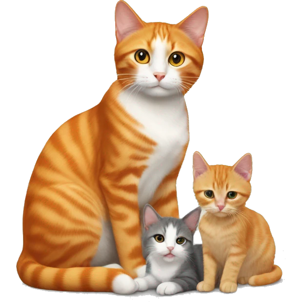 Orange cat with saint kittens emoji