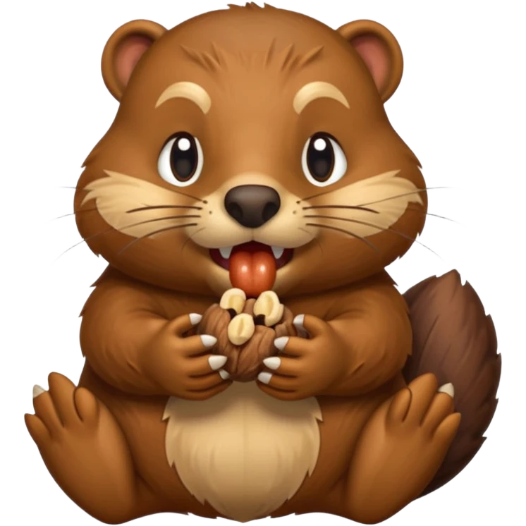 A beaver with nuts stuffed in his mouth emoji