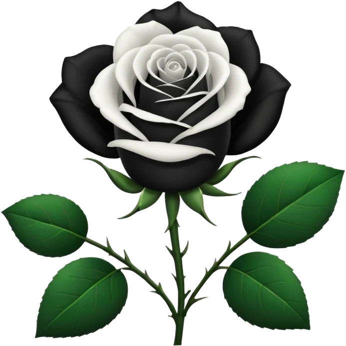Black and white rose combine with stems emoji