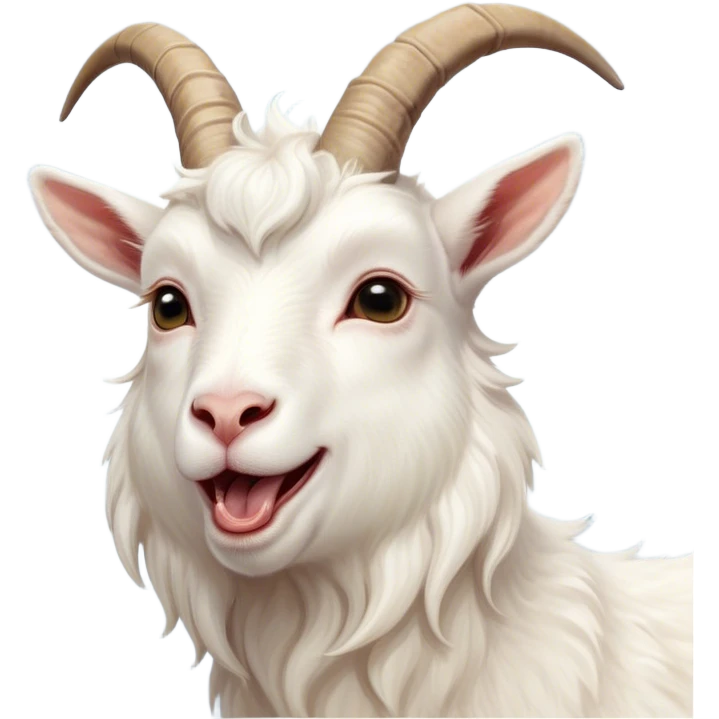 Cinematic Cute Yawning White Goat Portrait Emoji, Head tilted slightly with a dramatic, wide-open yawn, showcasing a soft, downy white fur with delicate horns and gently drooping ears, round eyes barely open in drowsy contentment, Simplified yet irresistibly adorable features, highly detailed, glowing with a soft, cozy glow, high shine, relaxed yet expressive, stylized with a touch of whimsy, bright and endearing, soft glowing outline, capturing the essence of a sleepy yet affectionate goat, so drowsy it feels like it could stretch out of the screen and curl up for a nap! emoji