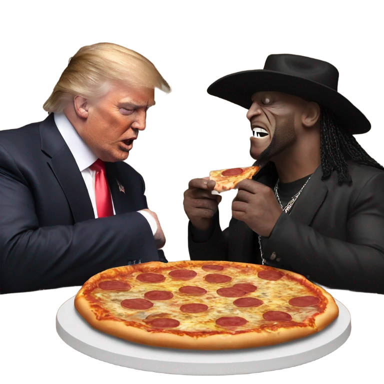 Donald trump eating pizza with the undertaker (from WWE) emoji