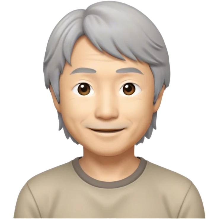 ​Cinematic Realistic Portrait of a Smiling Shigeru Miyamoto, depicted with warm, approachable features, gentle grey-tinted hair, and kind, expressive eyes, set against a subtle backdrop hinting at iconic video game imagery, rendered with lifelike textures and soft, inviting lighting that captures his innovative spirit, emoji