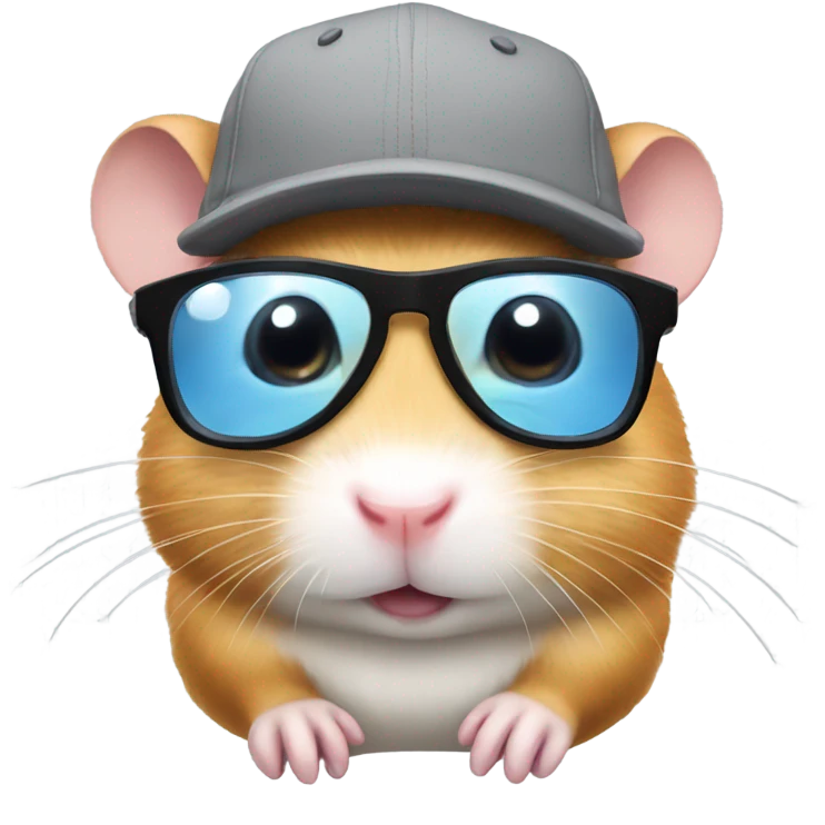 hamster wearing glasses and a grey cap emoji