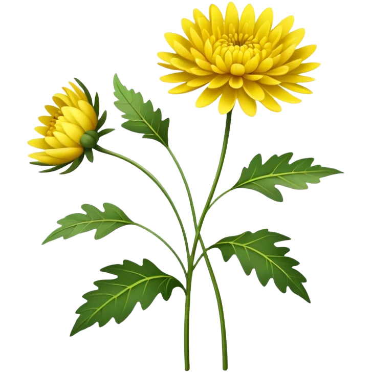 single Bright Yellow Chrysanthemum, straight stem emoji