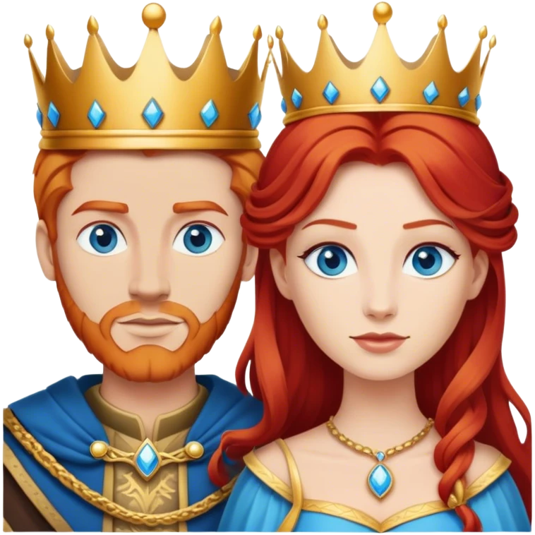 Red hair king, blonde queen, blue eyes emoji