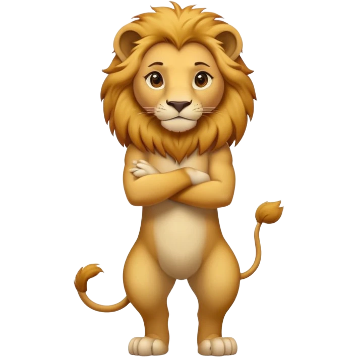 female anthropomorphised lion character standing confidently with arms folded emoji