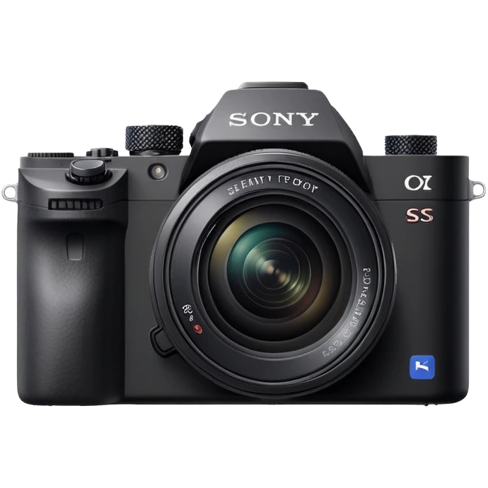 Minimal camera with 'Sony' text on the body, simple DSLR shape with small lens and Sony logo clearly visible emoji