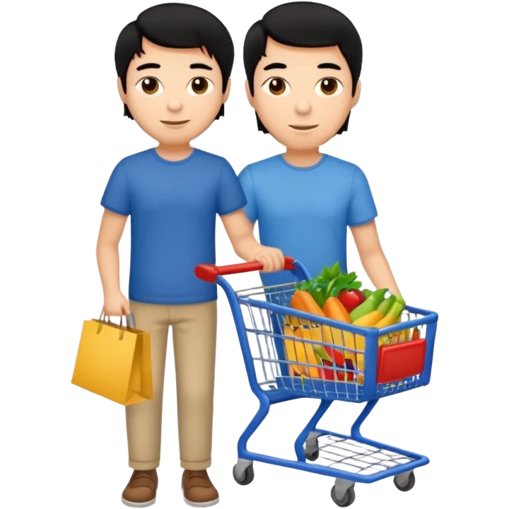 man-with-a-shopping-cart-full-body black hair emoji