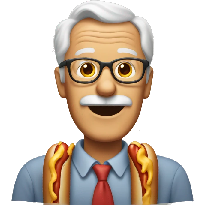 Grandpa with a hotdog emoji