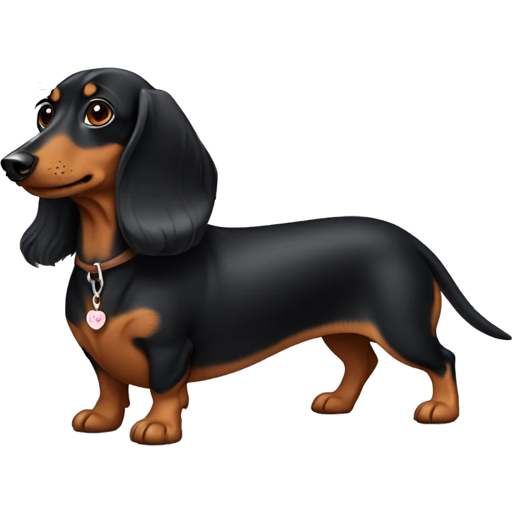 Weiner dog black with long hair a brown face with chest emoji