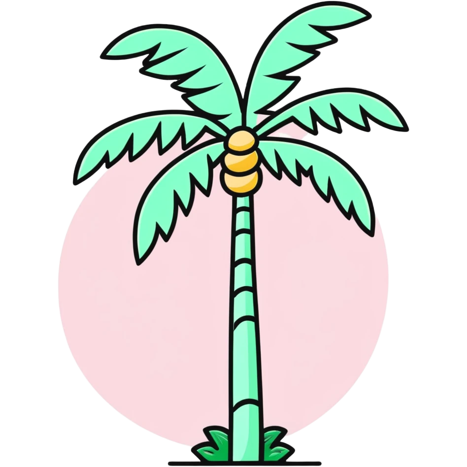 palm tree with pastel pink trunk and pastel green leaves emoji