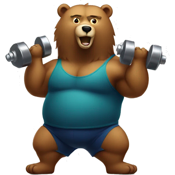 Bear lifting dumbells  emoji