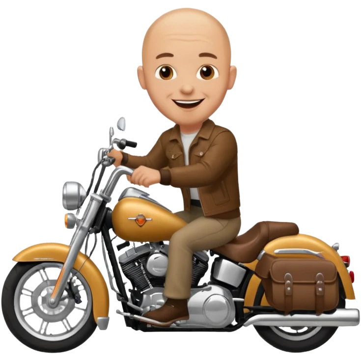 Bald man on Harley motorcycle happy birthday  emoji