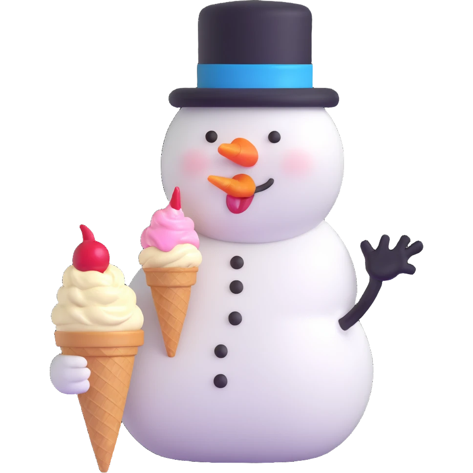 snowman eating ice cream emoji