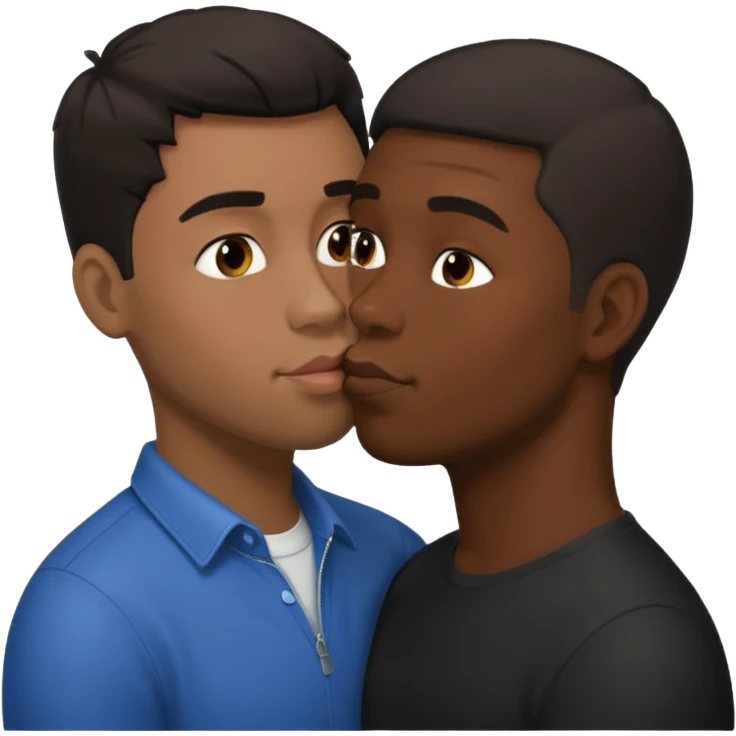 The black guy, kissing a white guy With dark hair emoji