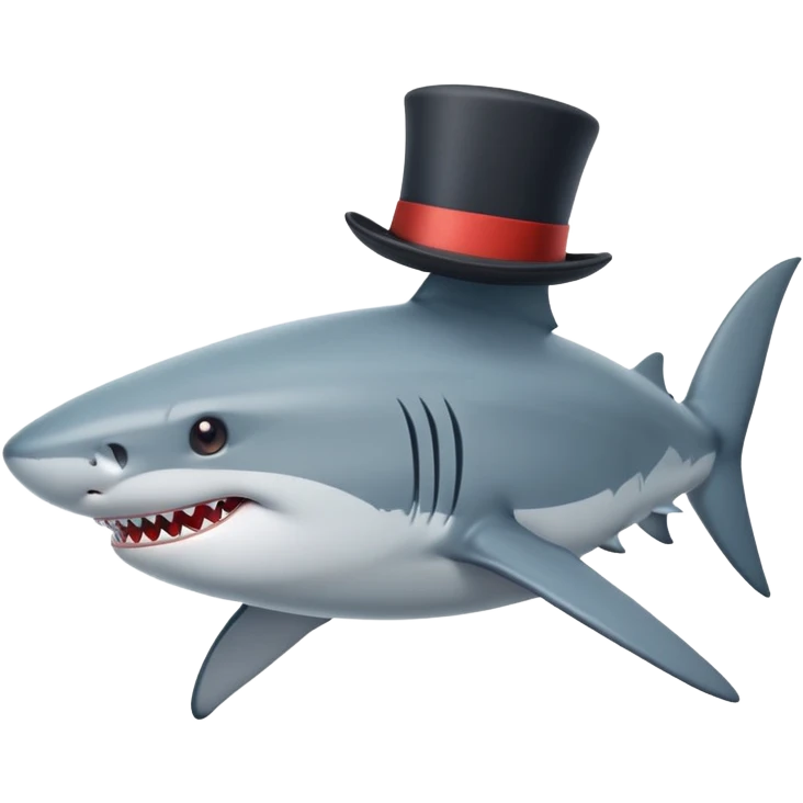 Shark with a top hat emoji