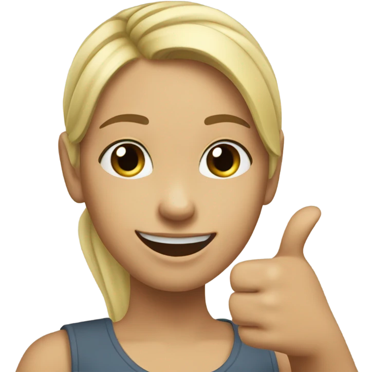 a girl with blonde ponytail thumbs up   emoji