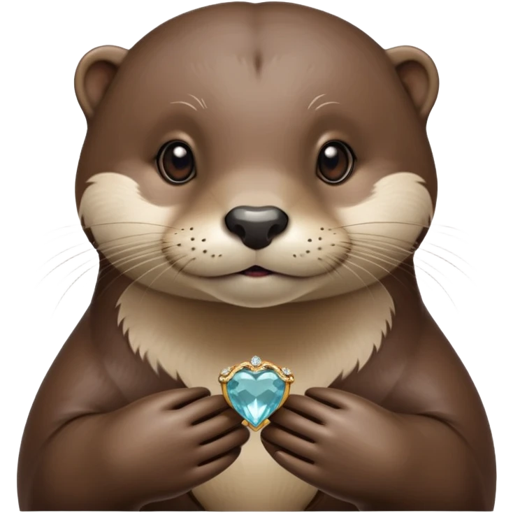 Female otter with an engagement ring emoji