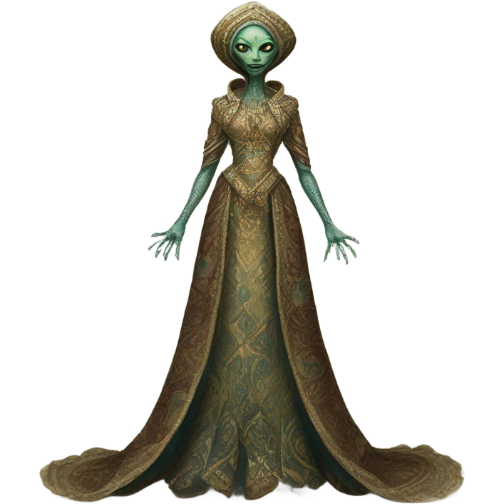 a Reptilian alien woman full body in Romanov dress emoji