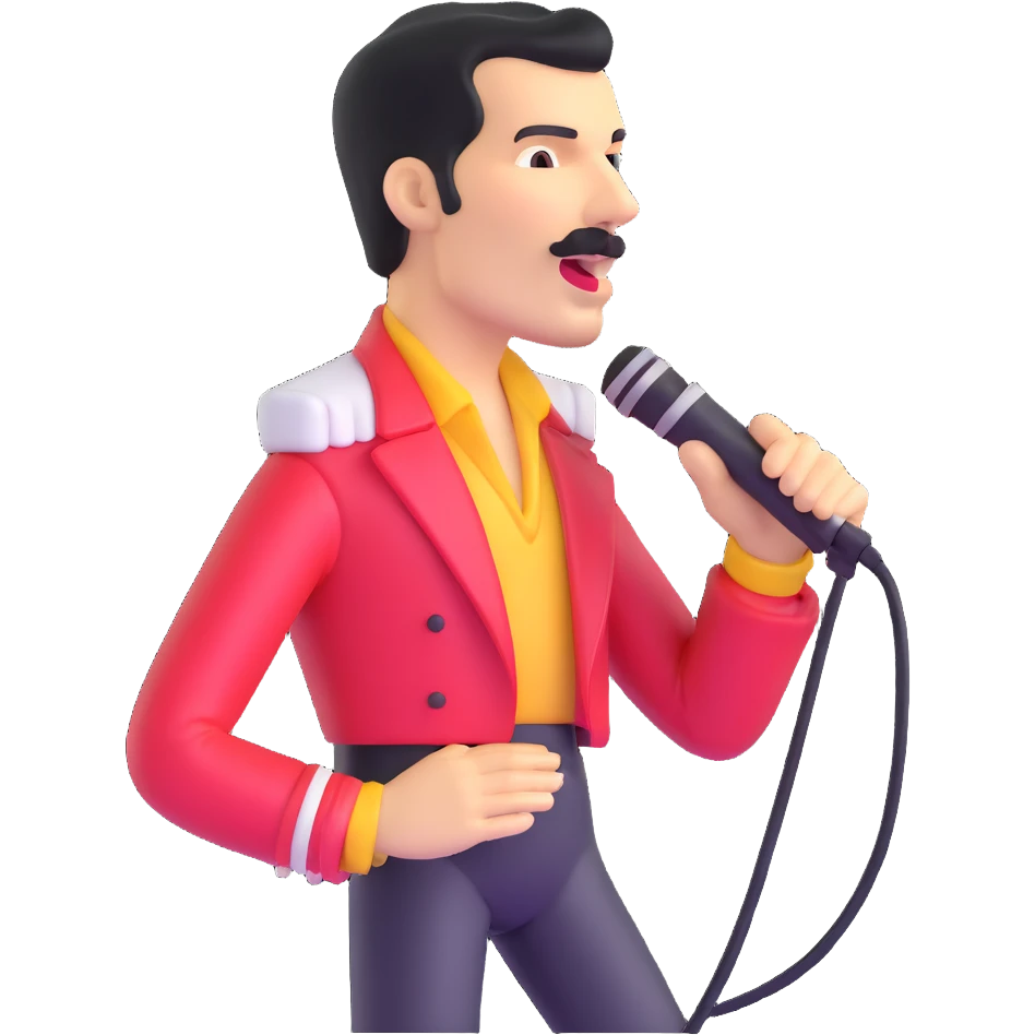 Freddie Mercury singing with microphone emoji