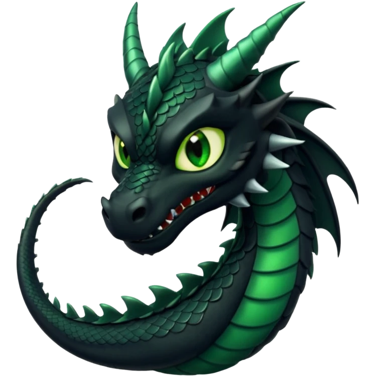 black dragon, green eyes emoji