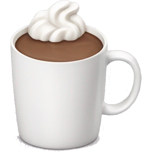 white mug with hot chocolate emoji