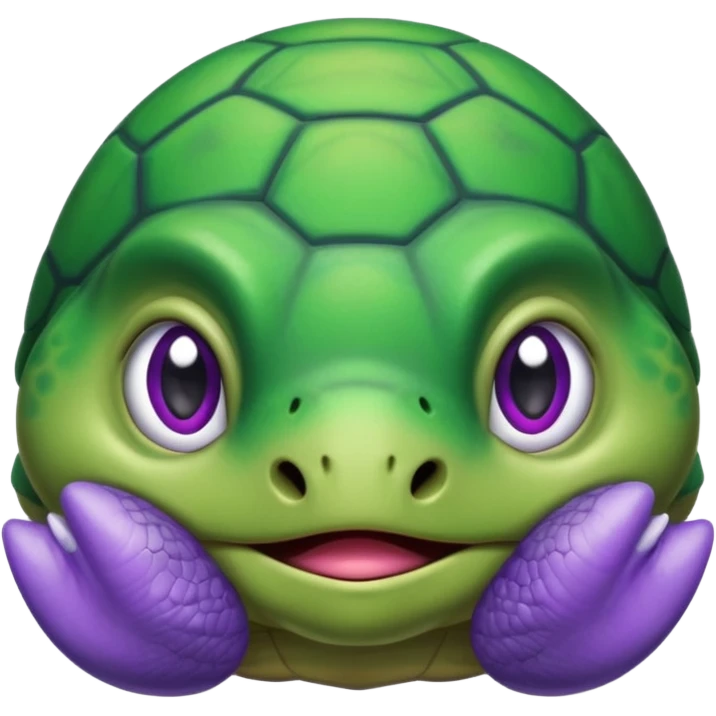Crying almost sobbing turtle wearing purple emoji