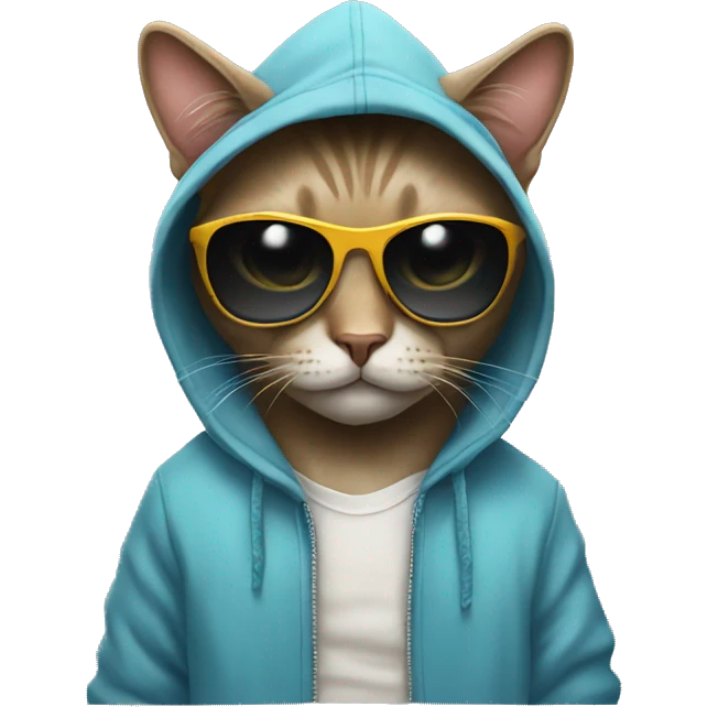 Cat with sunglasses and a hoodie emoji