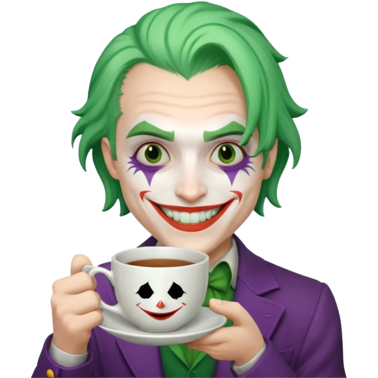 joker holding big tea cup emoji
