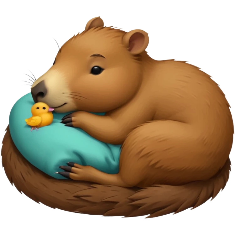 capybara sleeping peacefully with a bird emoji