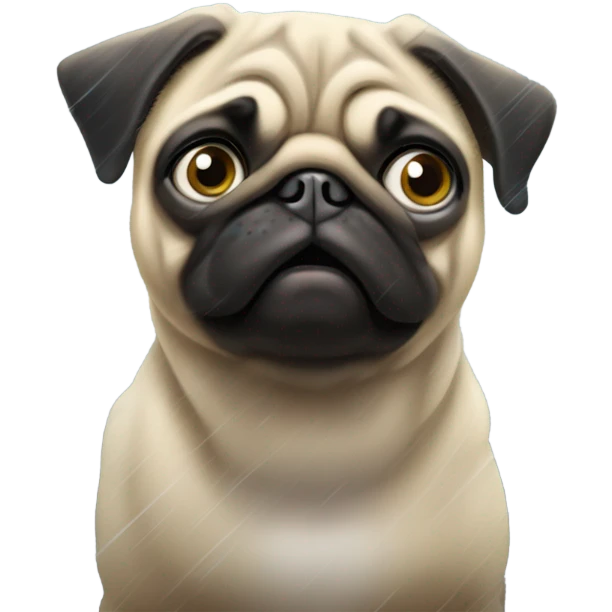 Pug in the pouring rain  emoji