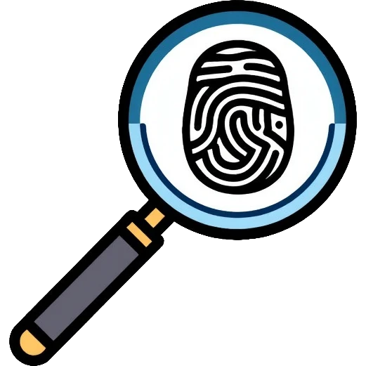 magnifying glass with fingerprint inside emoji