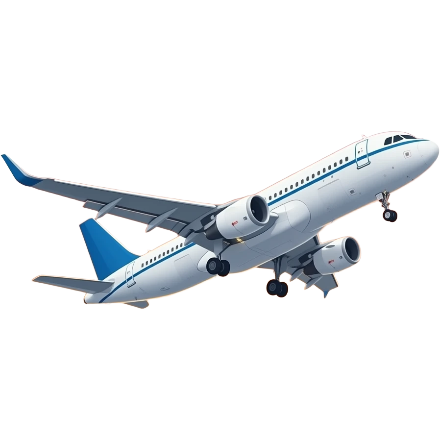 Simple plane take off with retro sunset background emoji