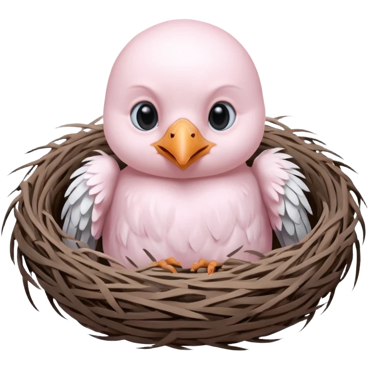 albino baby crow in nest emoji