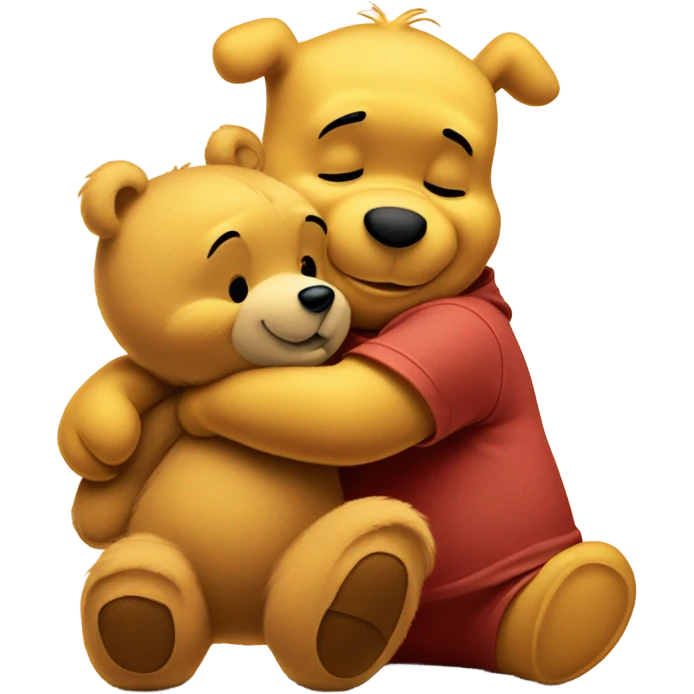 winnie the pooh hugging his teddy bear plush emoji
