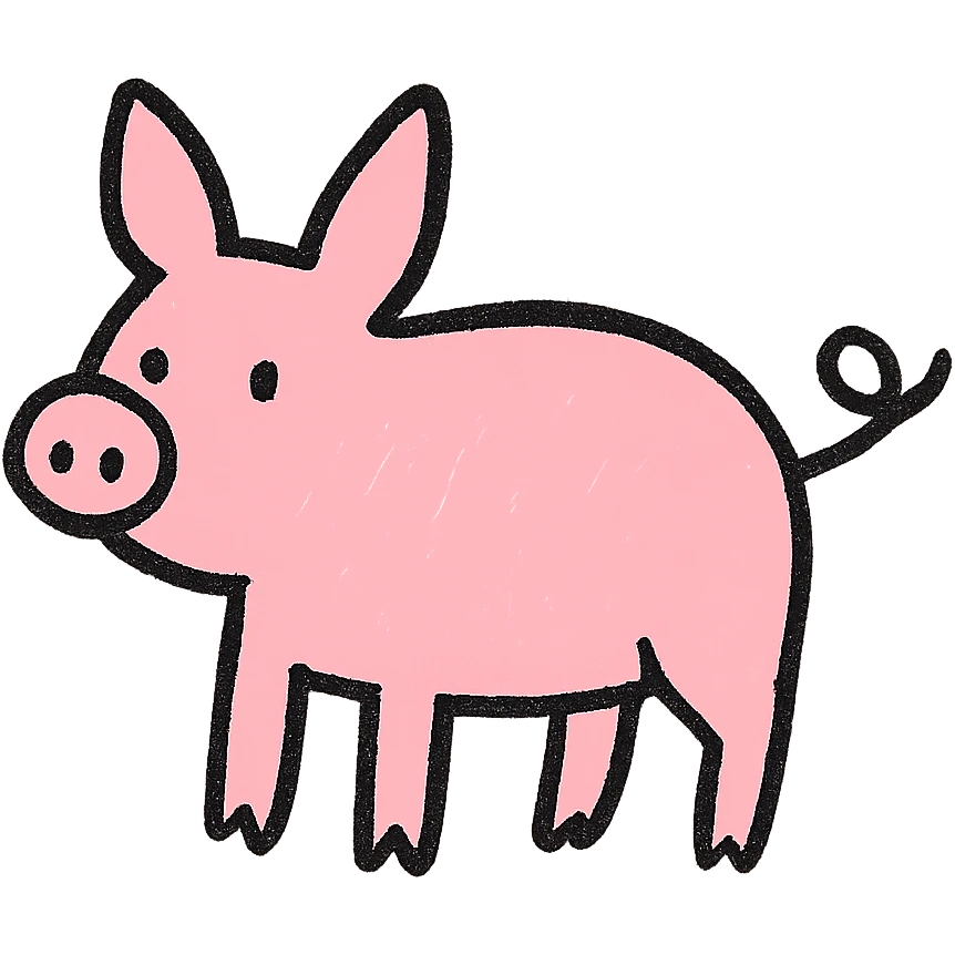 hand drawn outlined icon of a pink animal, no fill, thick lines emoji
