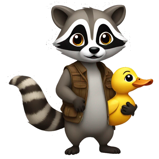 Raccoon holding a duck emoji