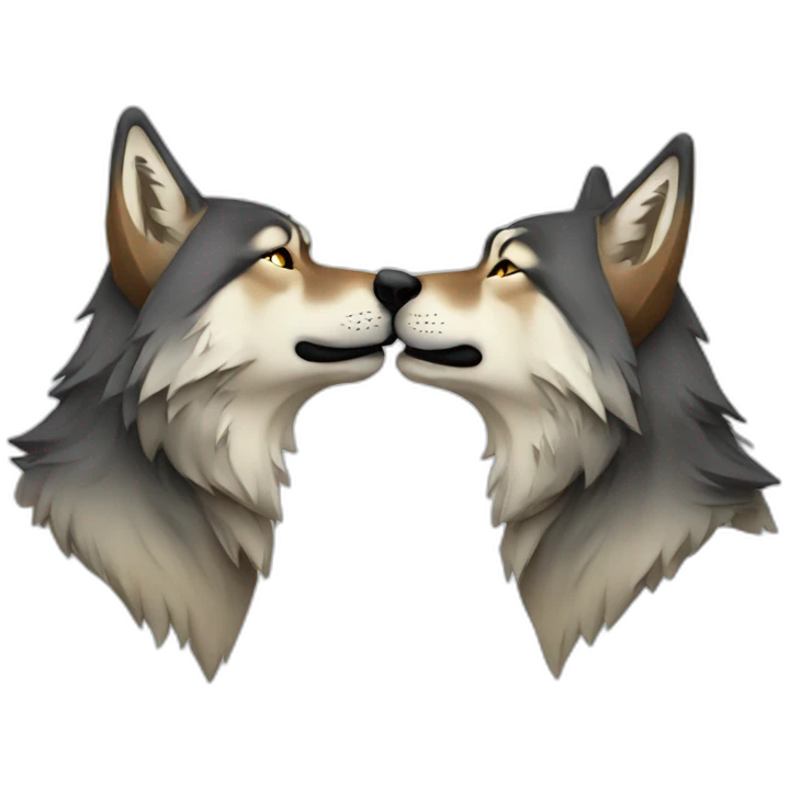 2 Wolf kissing emoji