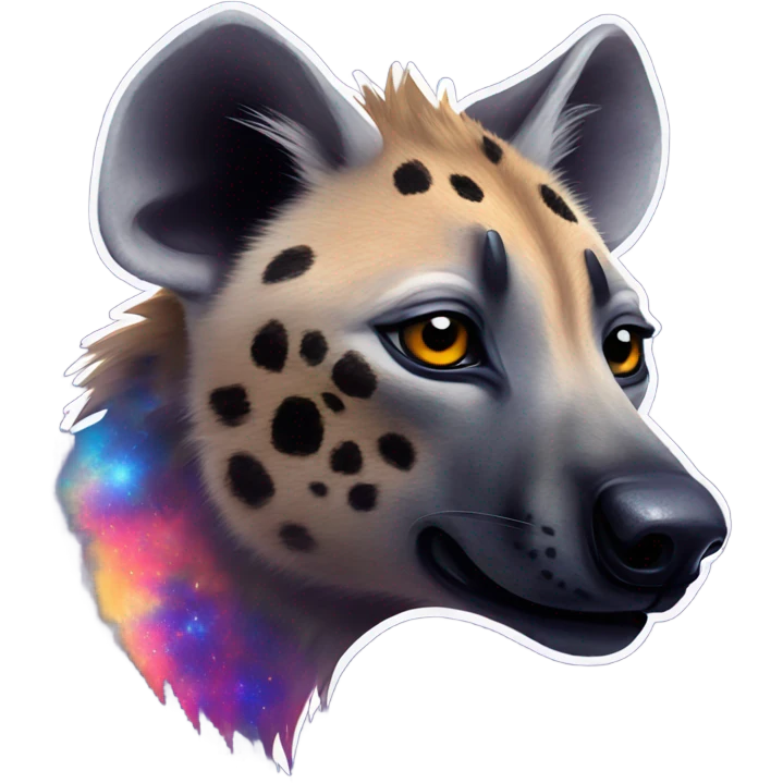 Cool powerful glowing galaxy colored hyena emoji