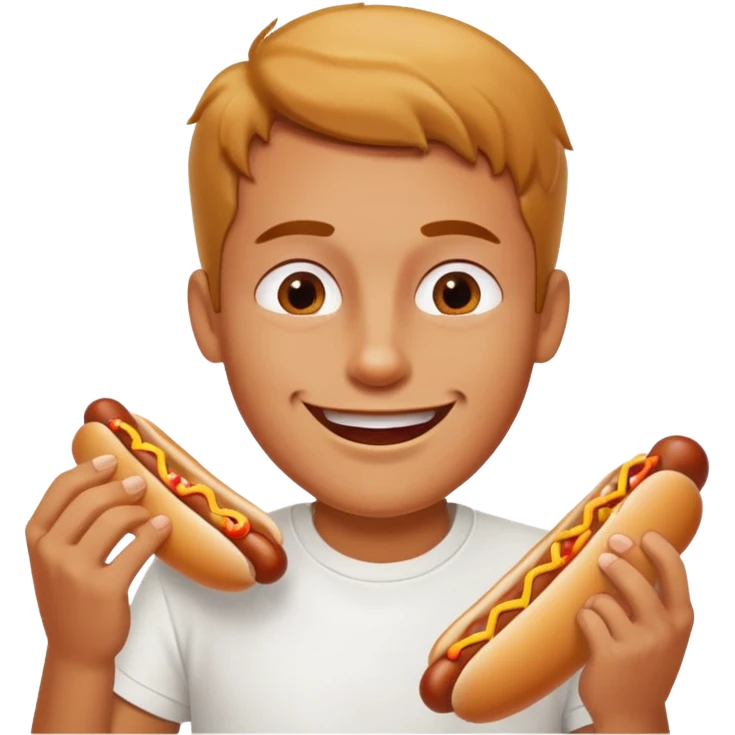 A man eating a chili-covered hot dog with delighted eyes.






















 emoji