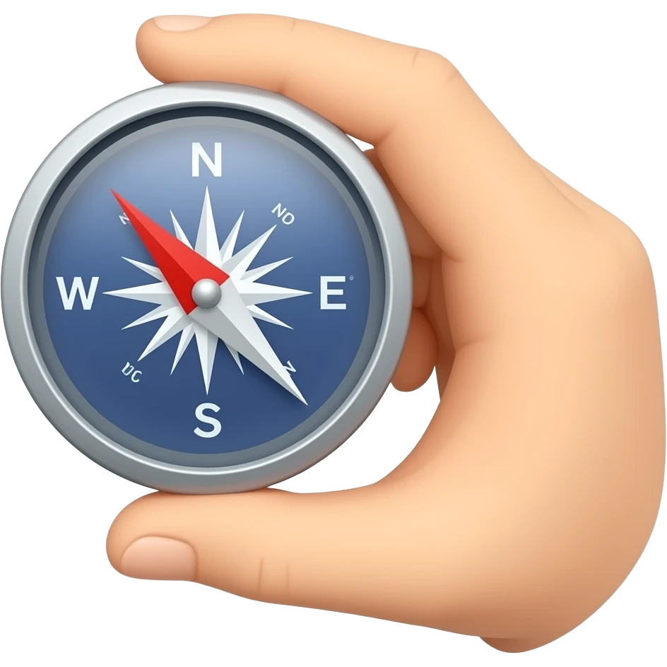 do a hand holding a compass to show direction emoji