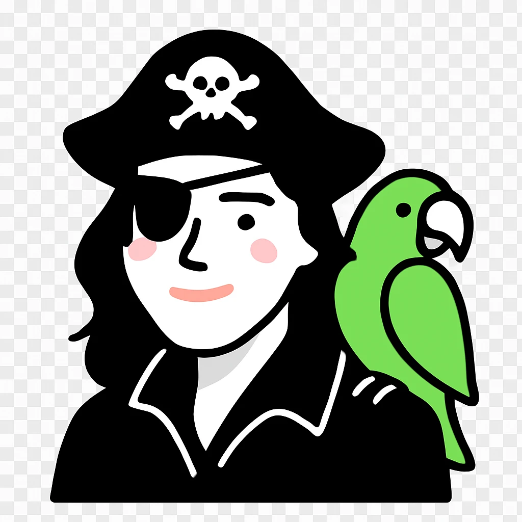 pirate avatar with eye patch and parrot emoji